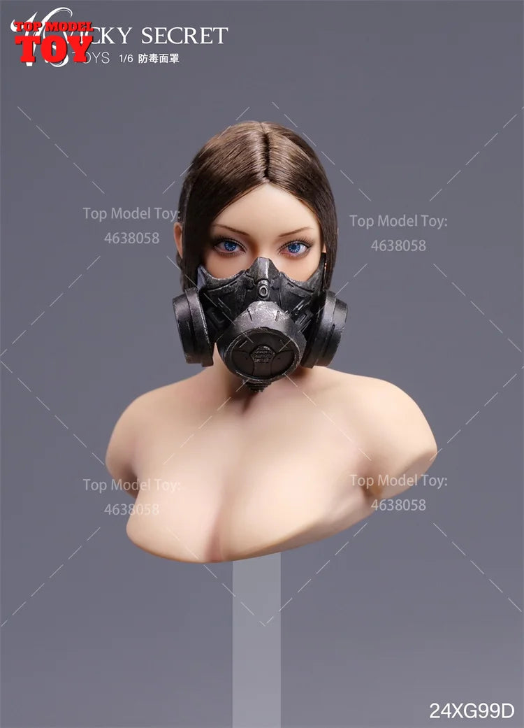 Post-Apocalyptic Female Soldier Gas Mask 1/6 Resin Bust Kit - 1/6 resin model view 3