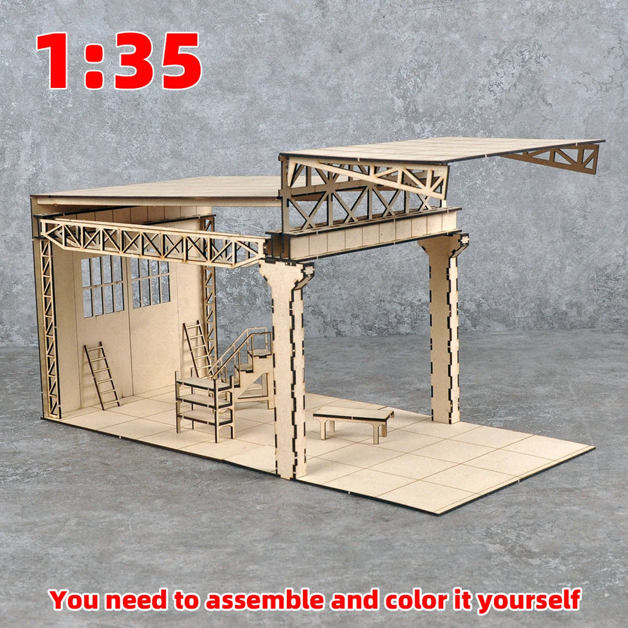 Factory Workshop Repair Building Diorama 1/35 Resin Terrain Kit - 1/35 resin model view 4