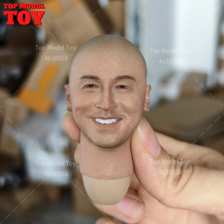 Asian Male Bald Head Sculpt 1/6 Scale Resin Figure Bust - 1/6 resin model view 6