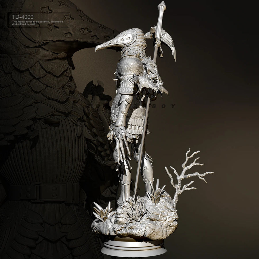 Avian Warrior with Spear 40mm Resin Figure Kit - 40mm resin model view 2
