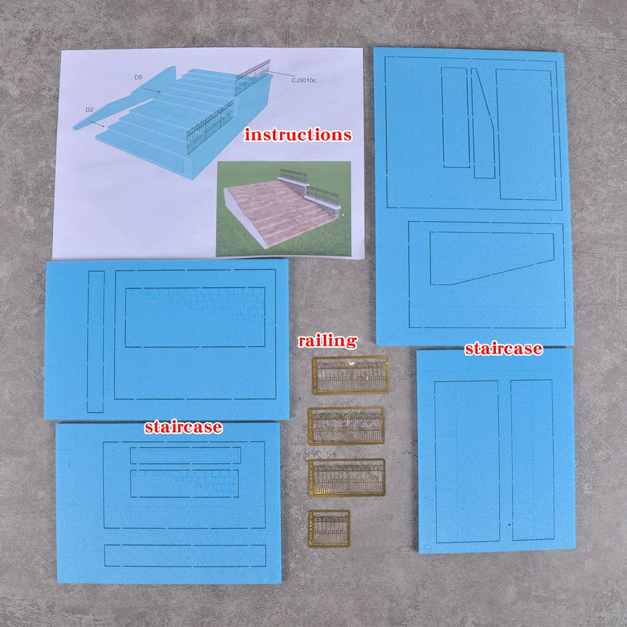 Architectural Square Stairway Staircase 1/35 Resin Diorama Kit - 1/35 resin model view 6