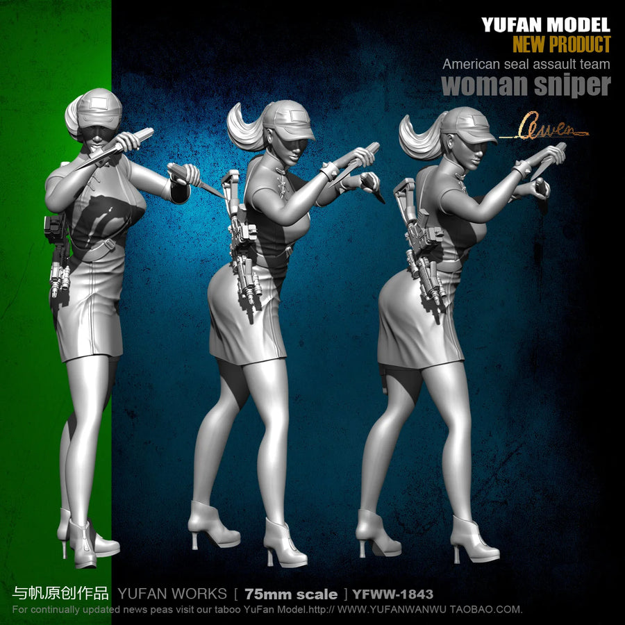 American Female Sniper 75mm Resin Figure Kit - 75mm resin model view 5