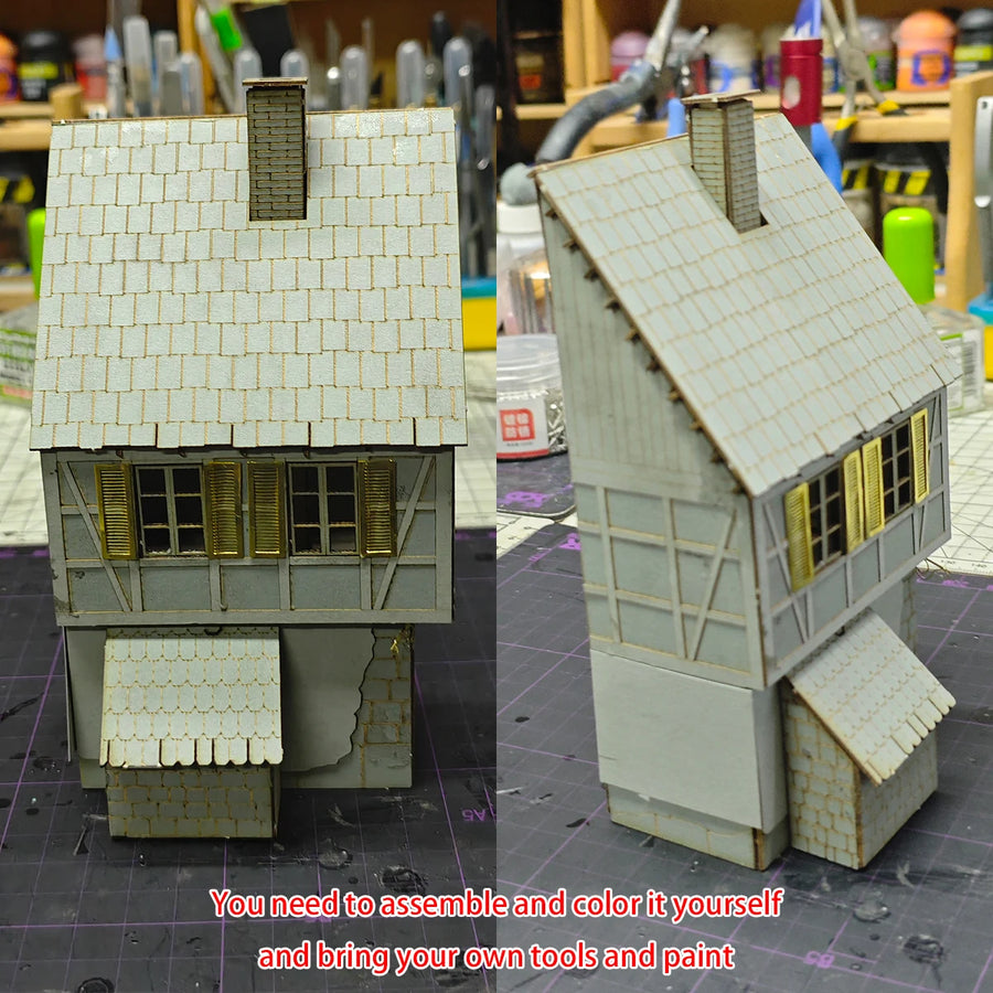 Medieval Half-Timbered Manor House 1/64 Resin Terrain Kit - 1/64 resin model view 3
