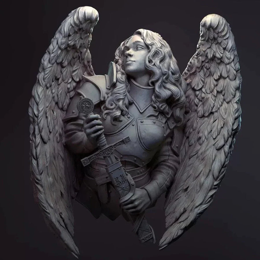 Female Warrior Angel with Wings 1/10 Resin Bust - 1/10 resin model view 2