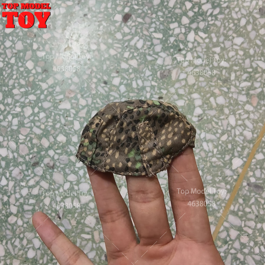 WWII German Splinter Camo Helmet Cover 1/6 Scale Resin Bust Accessory - 1/6 resin model view 5