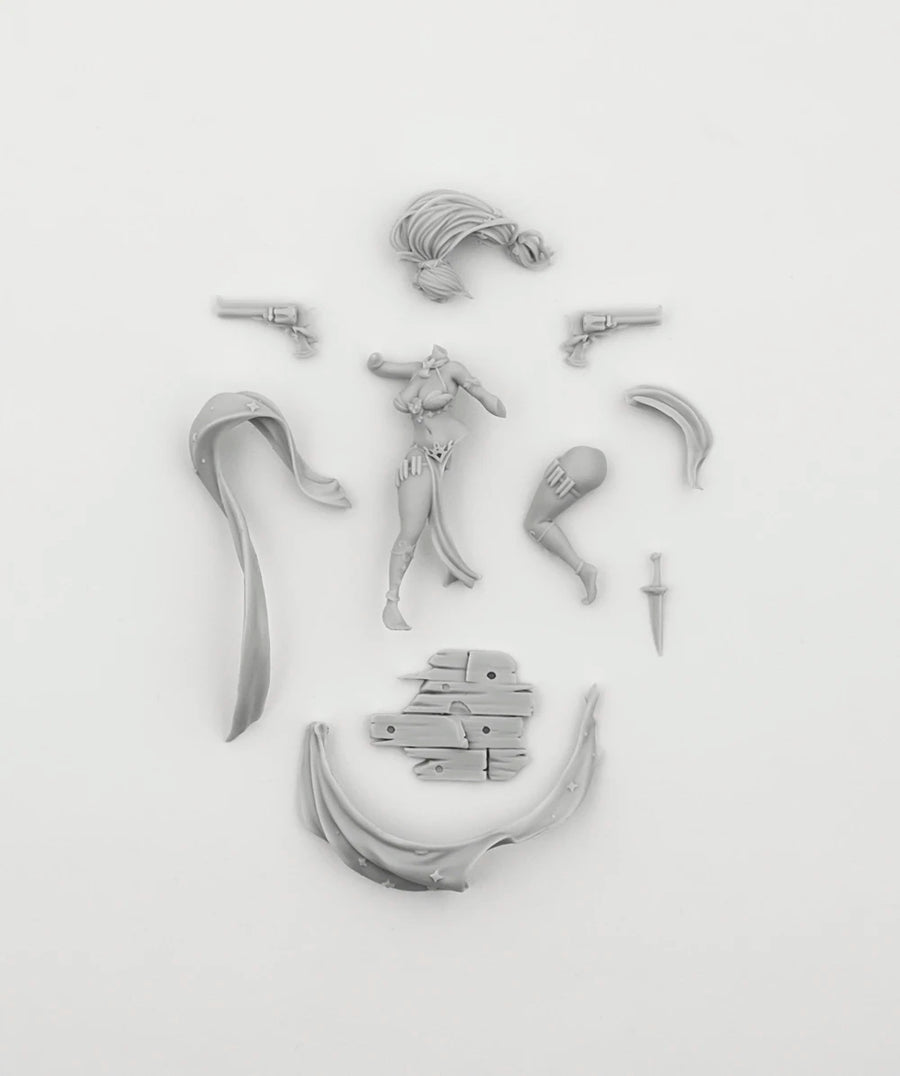 Imperial Judge Dragon Girl with Parasol 28mm Resin Figure Kit - 28mm resin model view 4