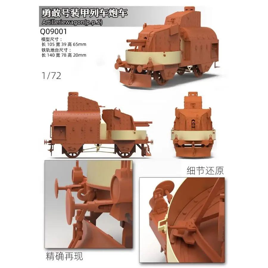 Polish Armoured Train P.P.2 Śmiały 1/72 Resin Model Kit - 1/72 resin model view 2