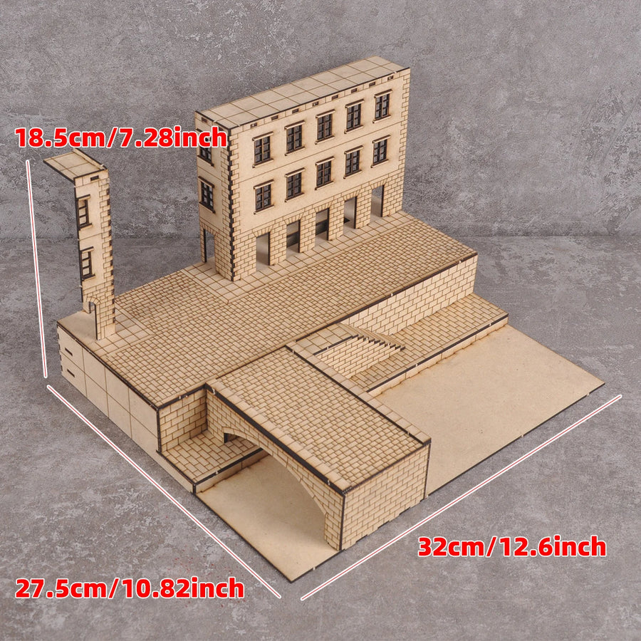 Modern Urban Building with Tank Display Base 1/72 Resin Diorama Kit - 1/72 resin model view 2