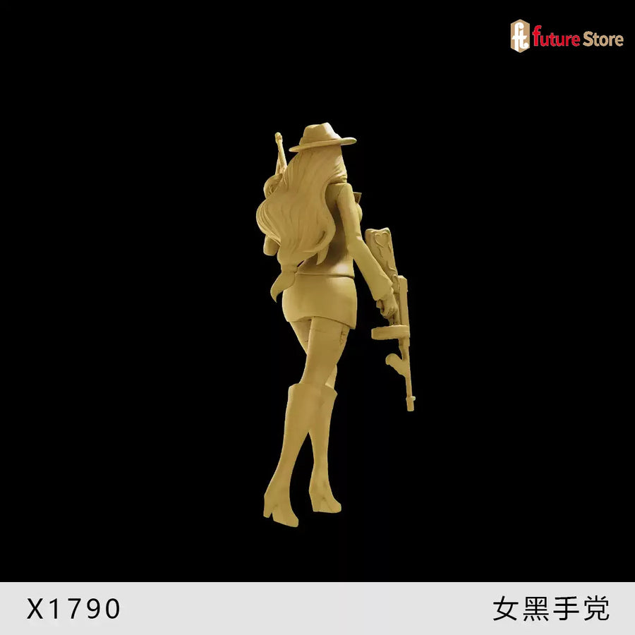 1920s-1930s Prohibition Era Gangster Girl with Thompson SMG 1/24 Resin Figure Kit - resin model view 2