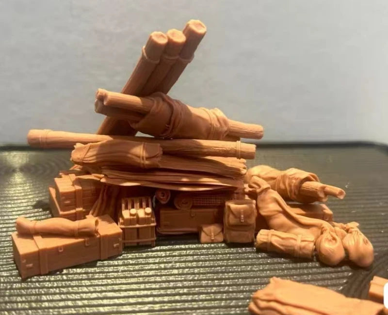 WWII Stowage Props Set 1/35 Resin Diorama Kit - 1/35 resin model view 2