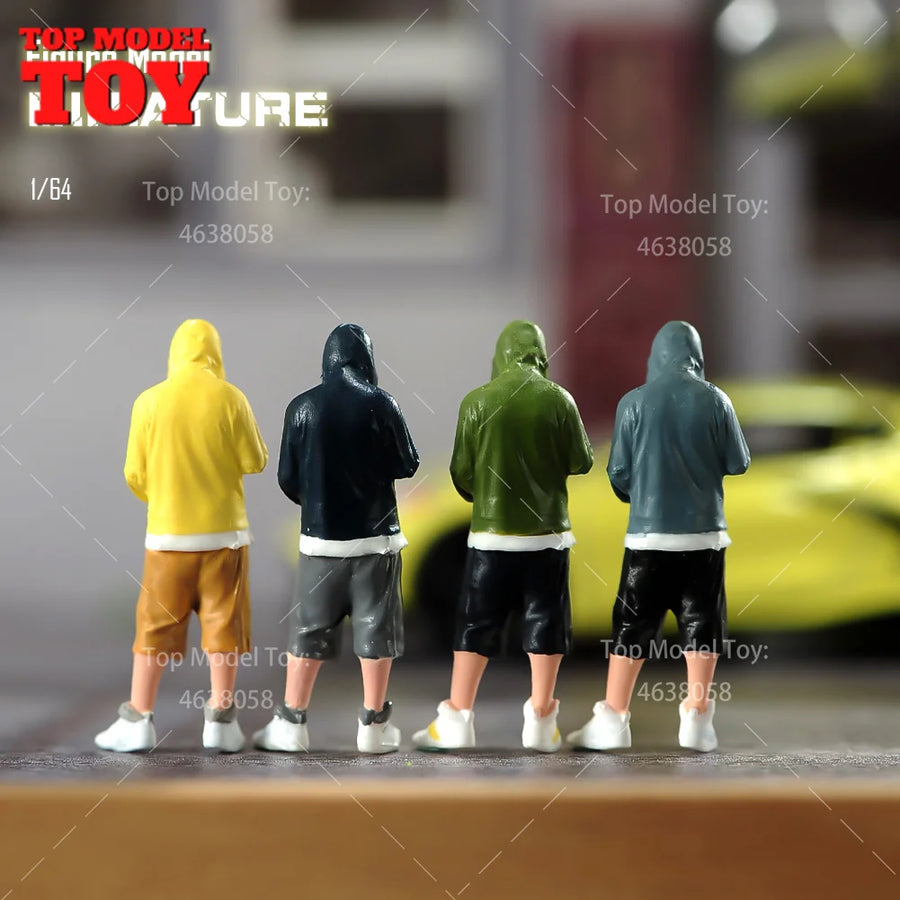 1/64 Casual Street Boy Hoodie Figures Resin Diorama Kit - 1/64 resin model view 4