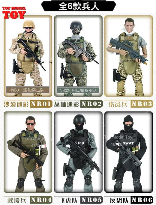 SWAT Team Tactical Operator 1/6 Scale 6-Figure Resin Military Kit - 1/6 resin model view 3