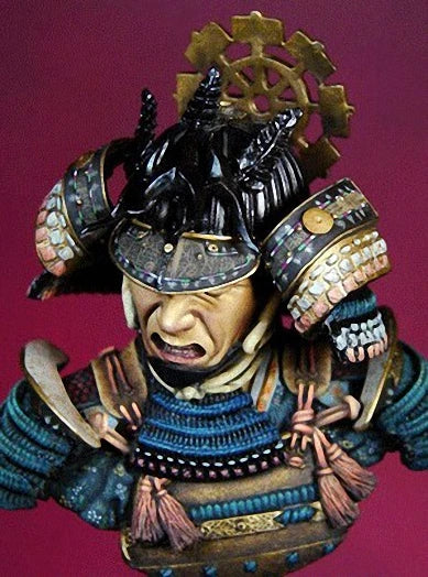 Japanese Samurai Warrior Resin Bust Figure with Ornate Armor - resin model view 2
