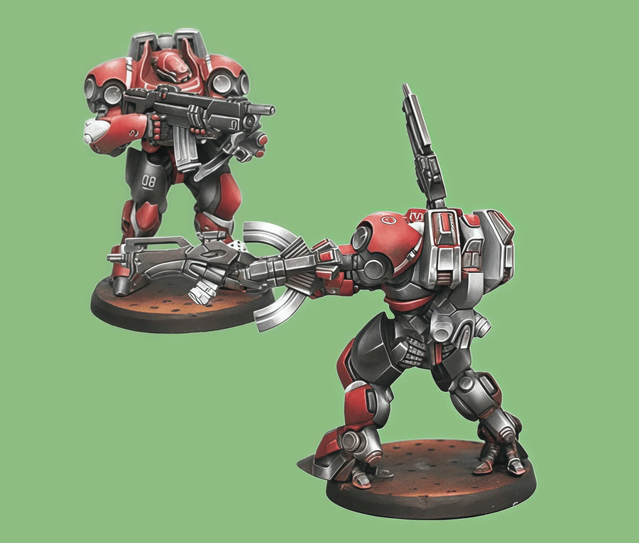 Gecko Squadron Red Combat Mechs Resin Model Kit Set - resin model view 2