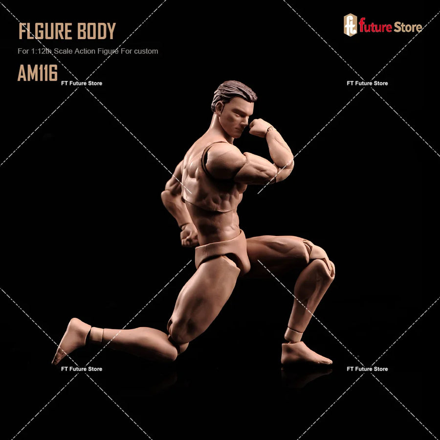 Muscular Male Action Figure Body 1/12 Scale Resin Kit with Articulated Joints - 1/12 resin model view 2