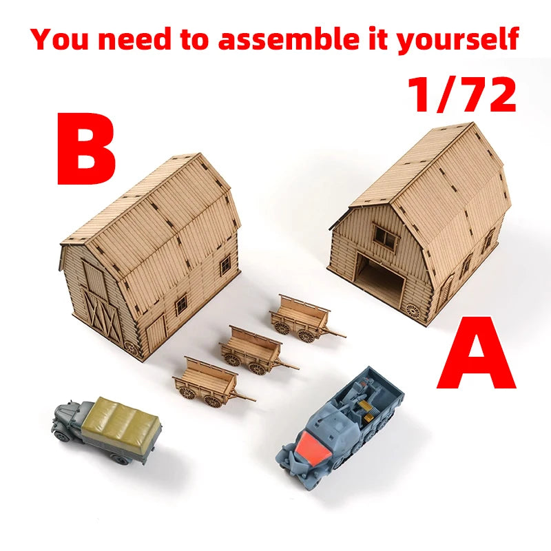 Farm Warehouse & Granary Barn Diorama Set 1:72 Resin Model Kit - 1/72 resin model view 4
