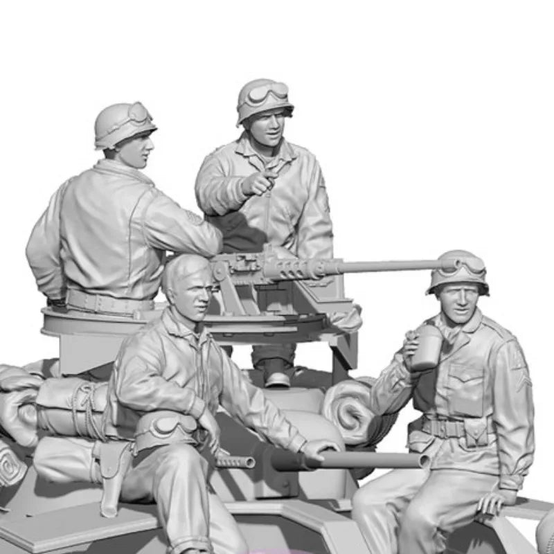 WWII US Tank Crew 4-Figure Set 1/35 Scale Resin Diorama Kit - 1/35 resin model view 2