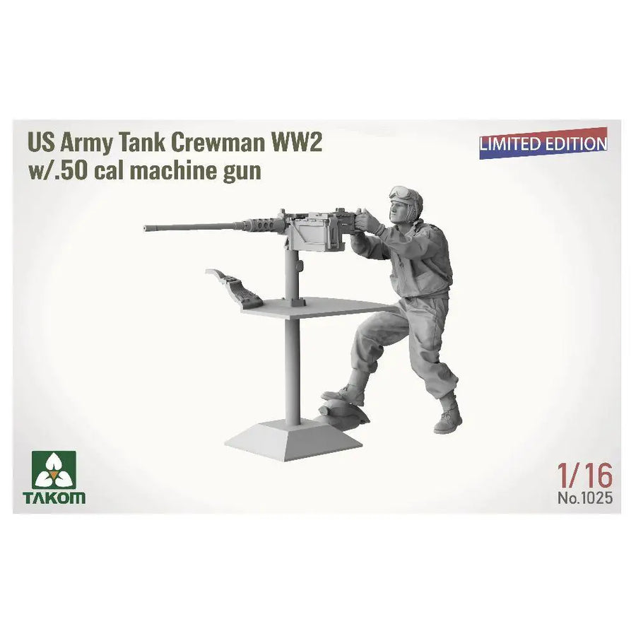 WWII US Army Tank Crewman .50 Cal Machine Gun 1/16 Resin Figure Kit - 1/16 resin model view 2