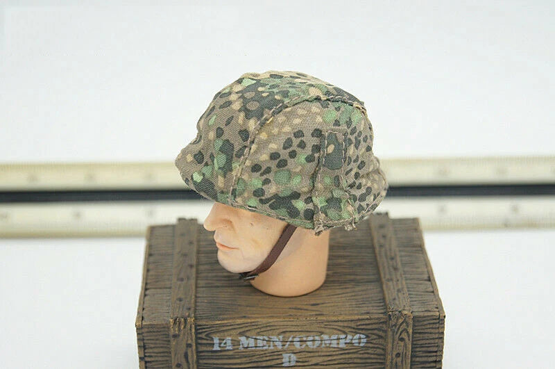 WWII German Splinter Camo Helmet Cover 1/6 Scale Resin Bust Accessory - 1/6 resin model view 3