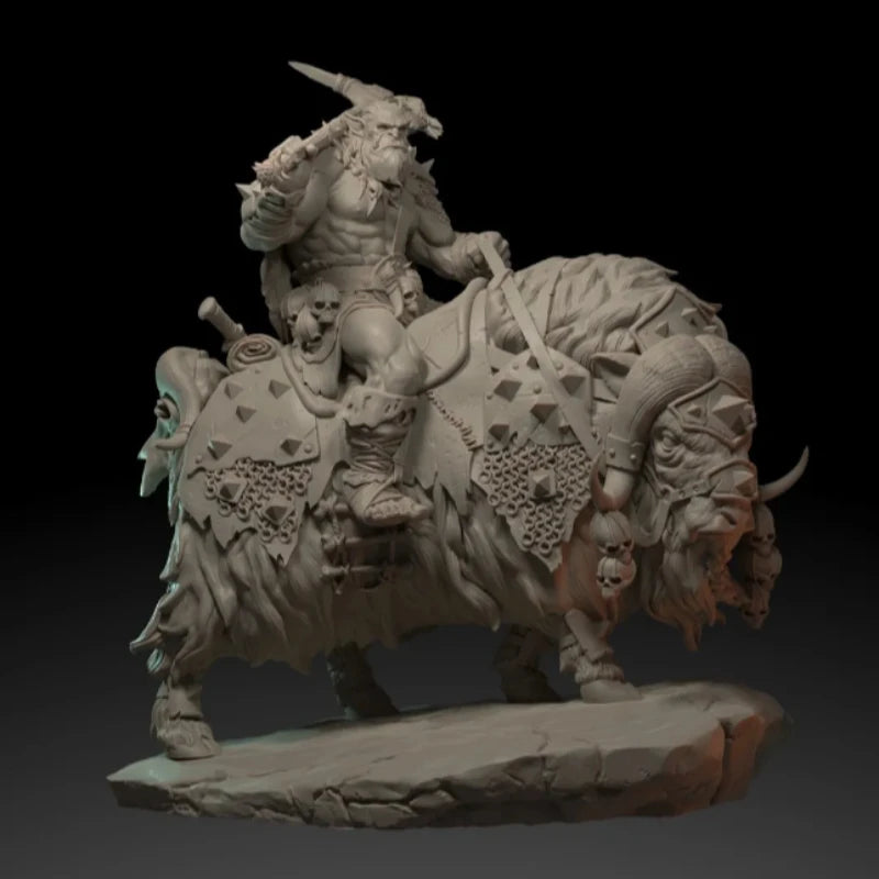 Orc Warlord on Armored Beast Mount 1/24 Resin Figure Kit - 1/24 resin model view 2