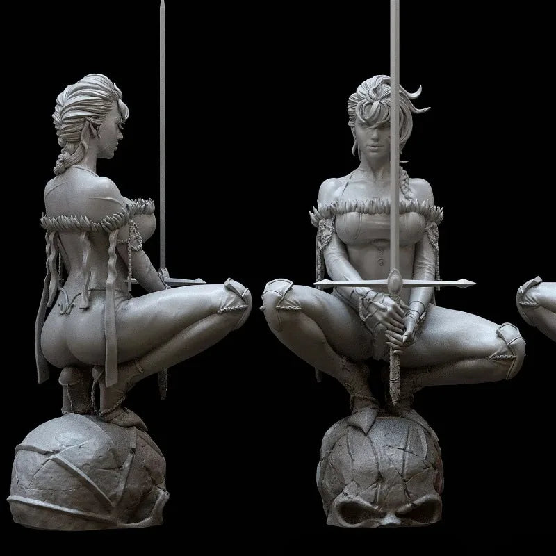 Female Steampunk Warrior 1/24 Resin Figure Kit - 1/24 resin model view 3