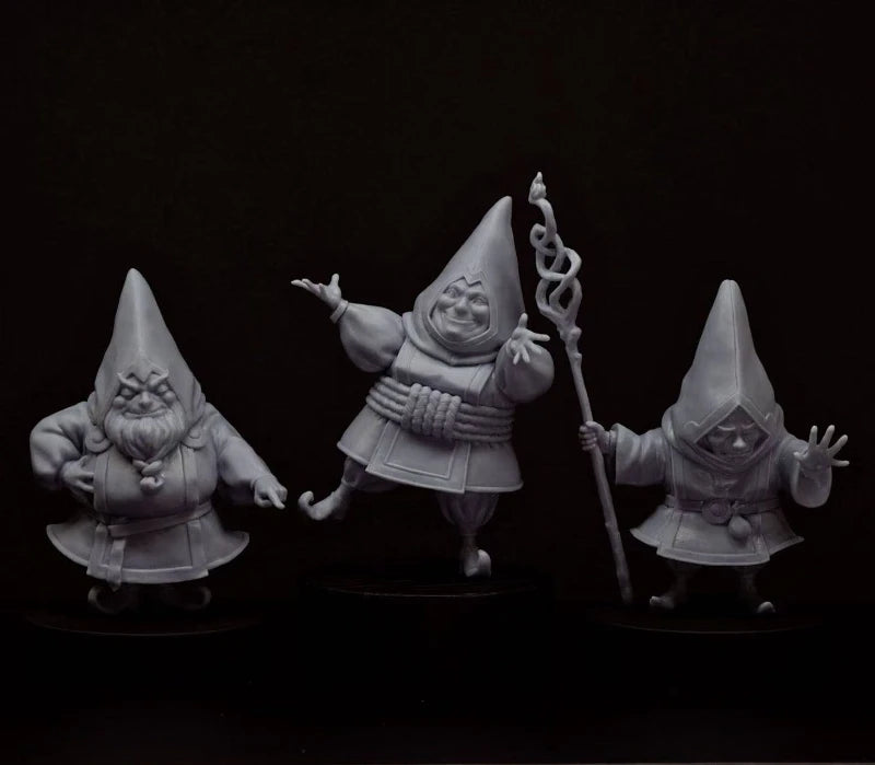 Gnome Wizards with Troll Head Resin Diorama Figure Set - resin model view 3