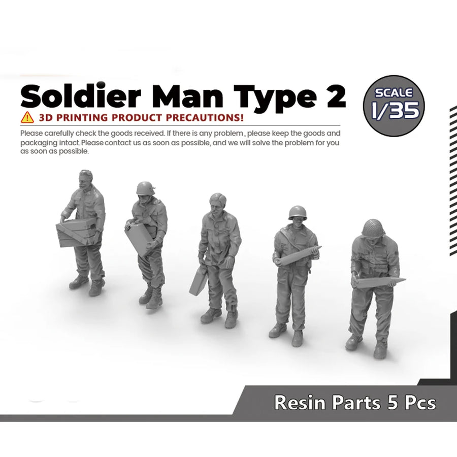 WWII Soldier Squad Set 1/35 Scale Resin Figures Kit - 1/35 resin model view 3