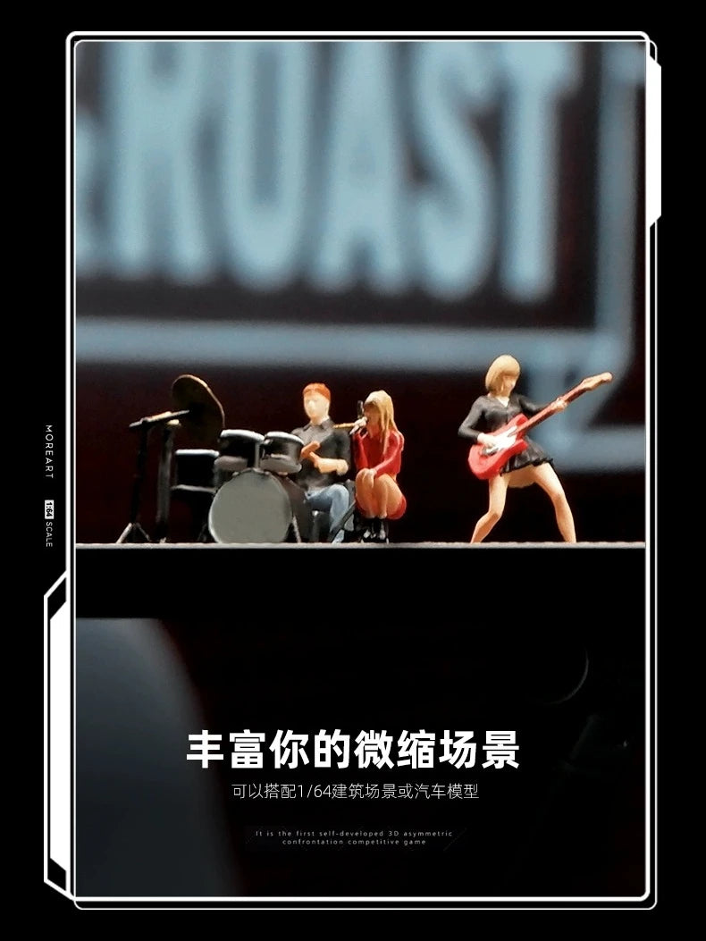 1/64 Rock Band with Drum Kit Resin Model Kit - 4 Figure Diorama Scene - 1/64 resin model view 2