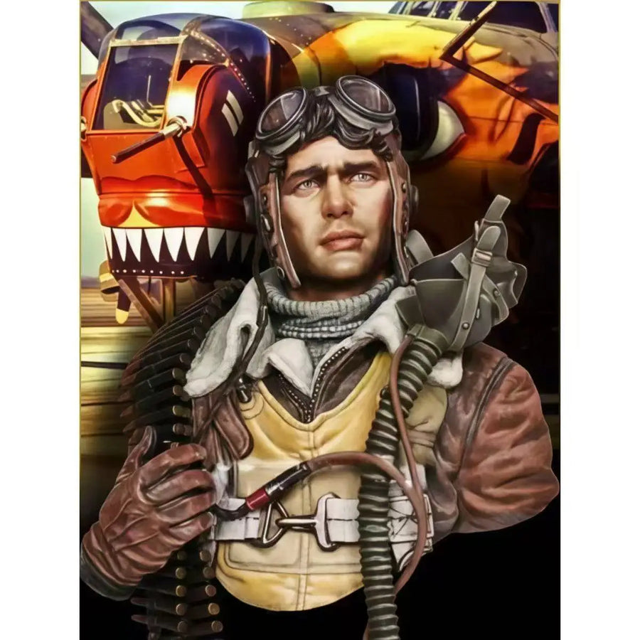 WWII US Army Air Corps Fighter Pilot 1/10 Resin Bust - 1/10 resin model view 2