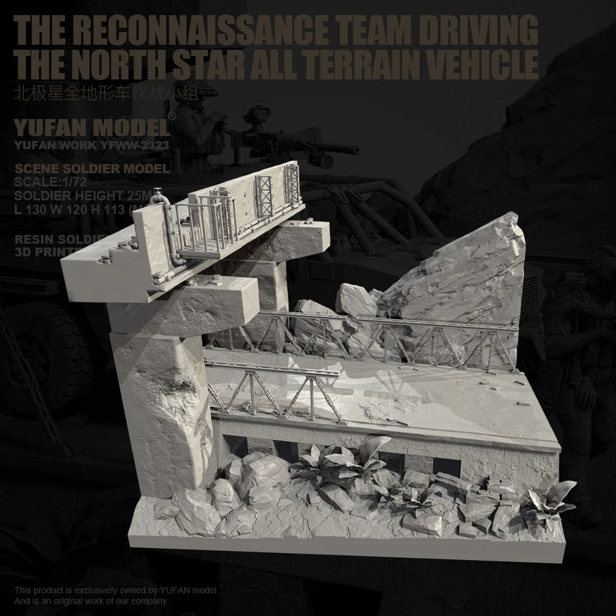 Modern Ruined Fortification Diorama Base 1/72 Resin Terrain Kit - resin model view 2