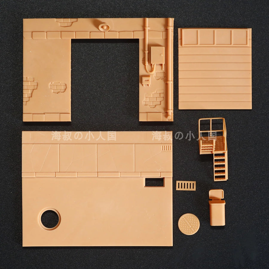 1/64 Scale Modern Garage Diorama Resin Terrain Kit with Street Props - 1/64 resin model view 2