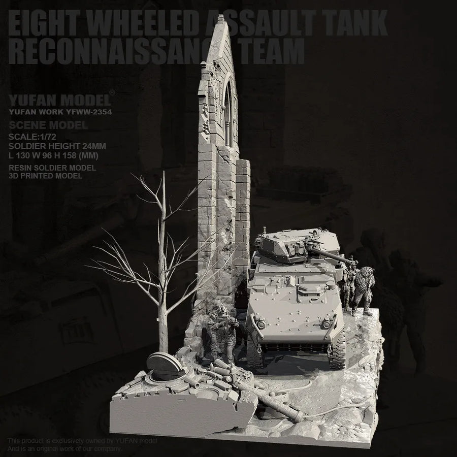 Modern 6-Wheeled APC with Infantry and Ruined Chapel 1/72 Resin Diorama Kit - resin model view 5
