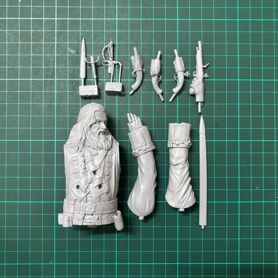 Bearded Pirate Captain with Flintlock Pistol 1/10 Resin Bust - 1/10 resin model view 6