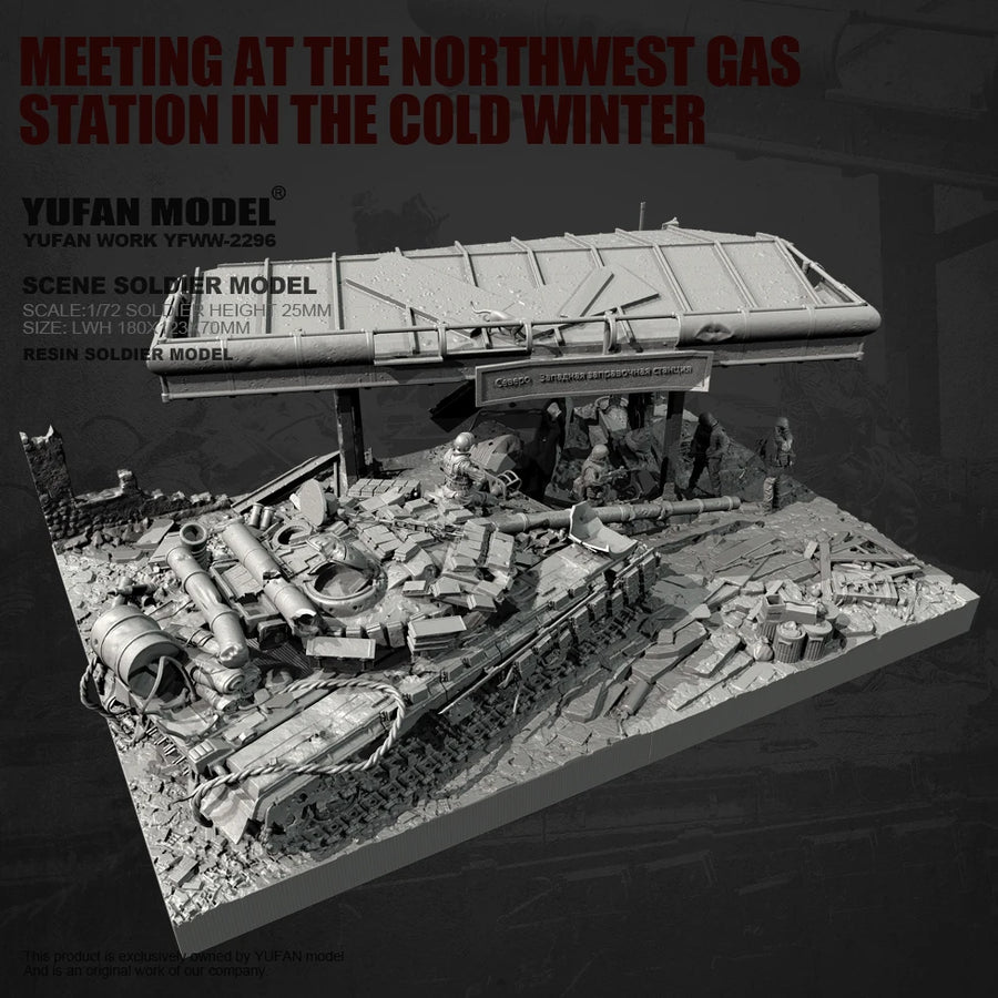 Winter Gas Station Cold War Diorama 1/72 Resin Model Kit - 1/72 resin model view 3