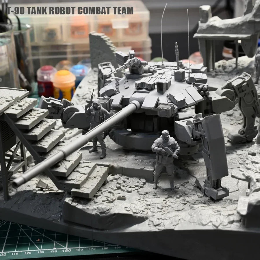 Modern T-90 Tank with Soldiers Fortified Position 1/35 Resin Diorama Kit - resin model view 3