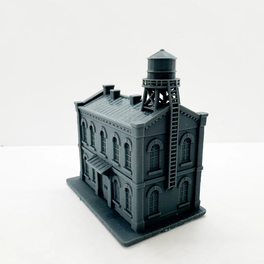 Vintage Two-Story Building with Water Tower Z Scale 1/220 Resin Model Kit - 1/220 resin model view 4