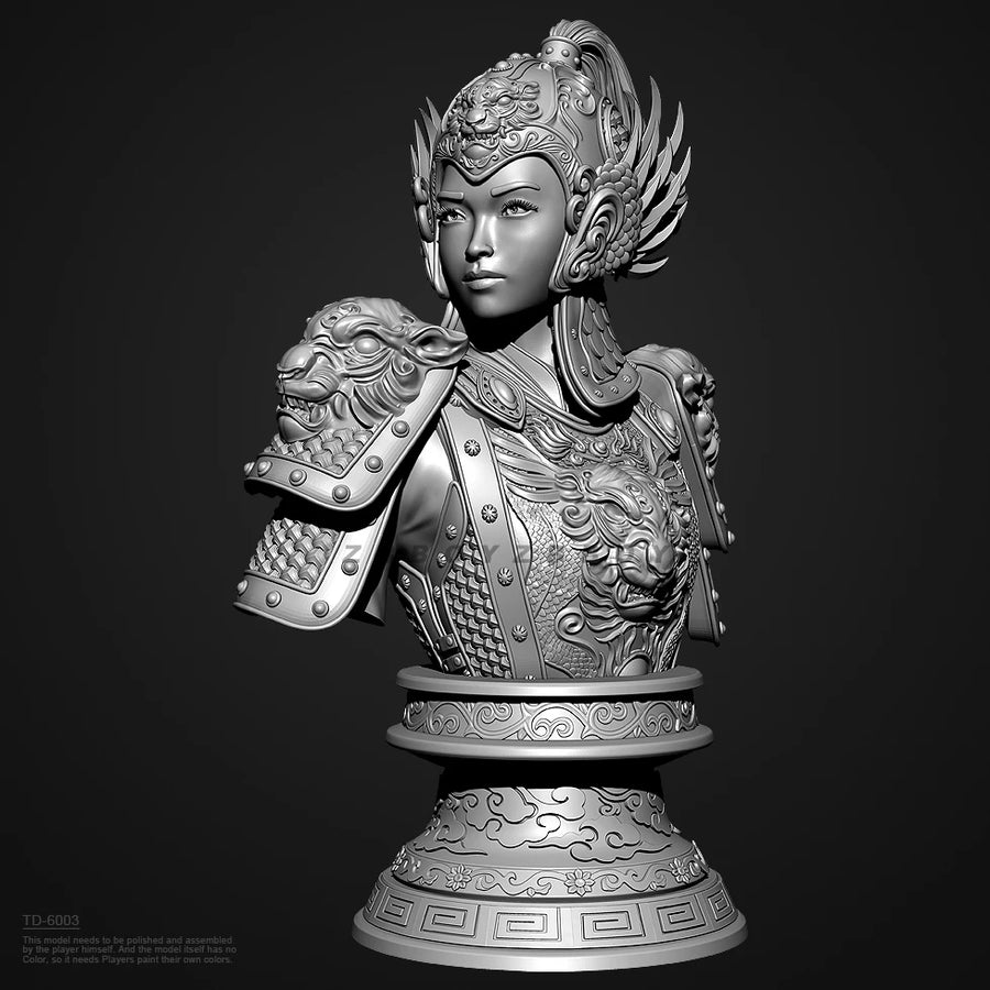 Fantasy Warrior Queen with Gold Armor 55mm Resin Bust Kit - 55mm resin model view 2