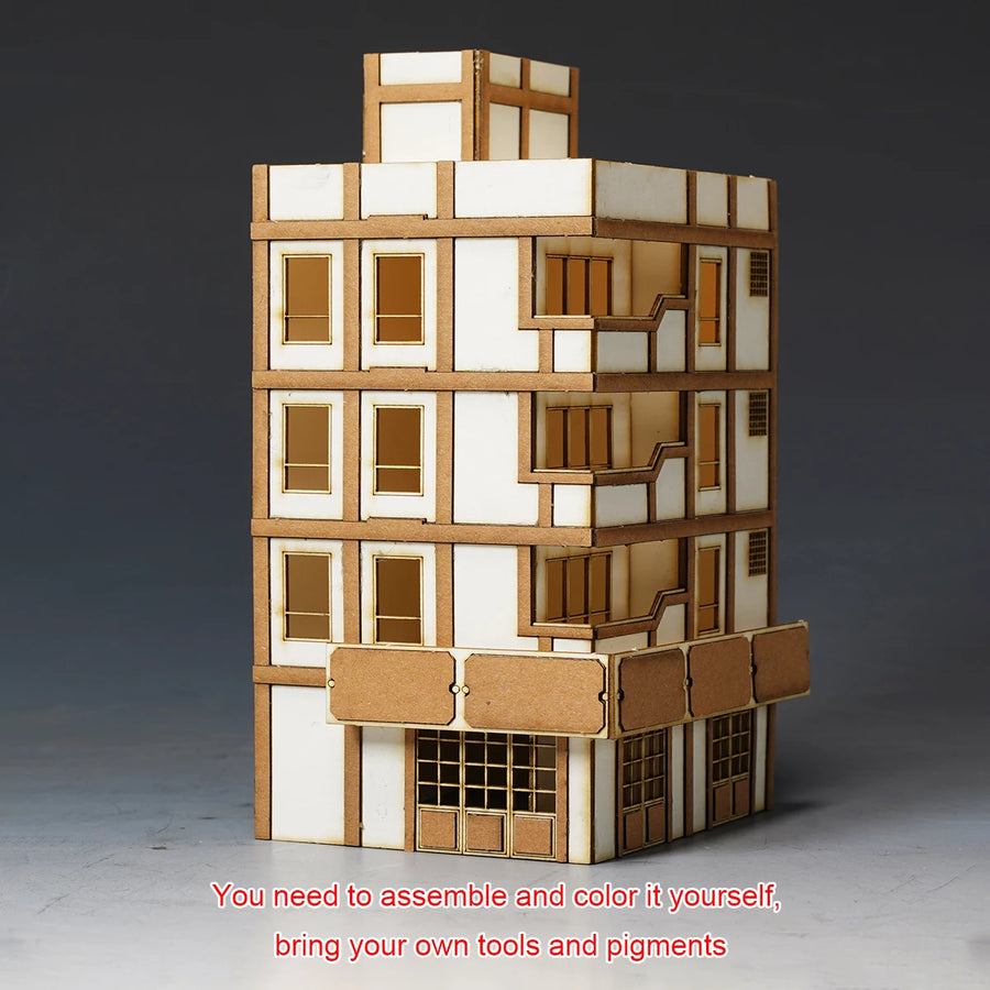 Victorian Corner Building Streetscape 1/144 Resin Terrain Diorama Kit - 1/144 resin model view 4