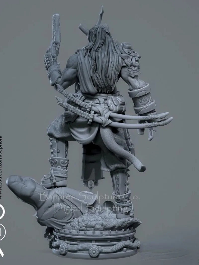 Hellboy Fantasy Demon Warrior with Gun 90mm Resin Figure Kit - resin model view 3