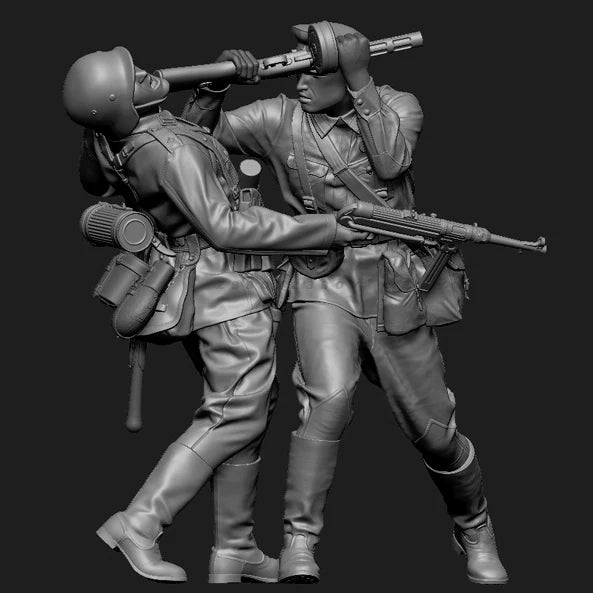 WWII American Infantry Bayonet Attack & Covering Fire 1/35 Resin Figure Set - resin model view 2