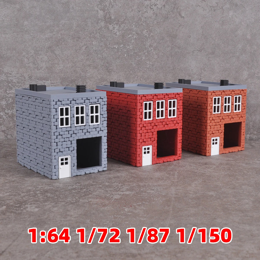 Brick Cafe Coffee Shop Building 1/64 Resin Terrain Diorama Kit - 1/64 resin model view 4