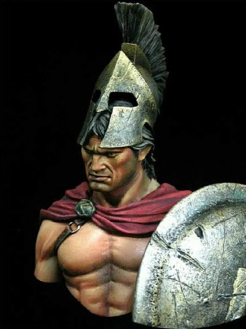 Ancient Greek Spartan Warrior Resin Bust Figure with Shield - resin model view 3