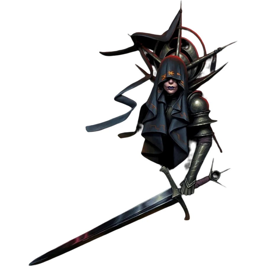 Fantasy Female Dark Knight Hooded Rune Cloak Broadsword 1/10 Resin Figure Kit - resin model view 3