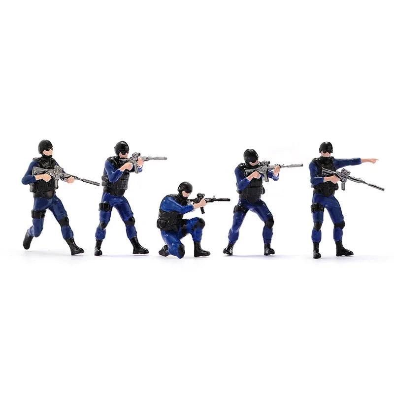 Modern SWAT/Special Forces Tactical Operators Five Figure Set 1/64 Resin Kit - resin model view 2