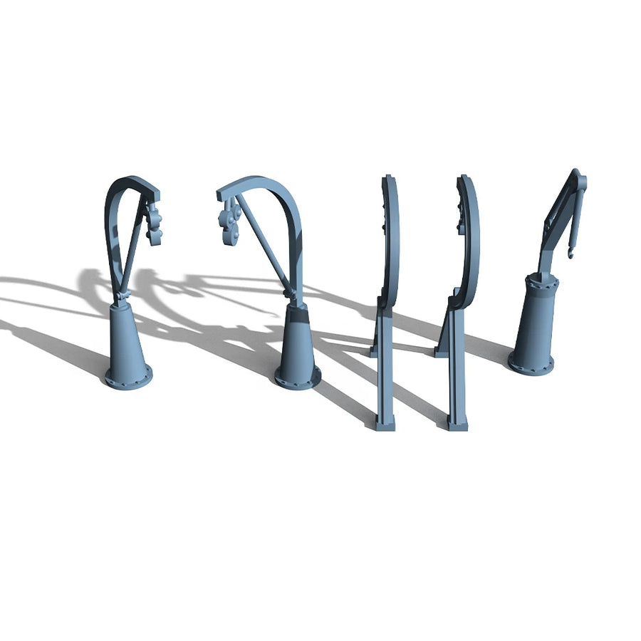 Modern Naval Davit Crane Arm Fittings Set 1/350 Resin Ship Detail Kit - resin model view 2