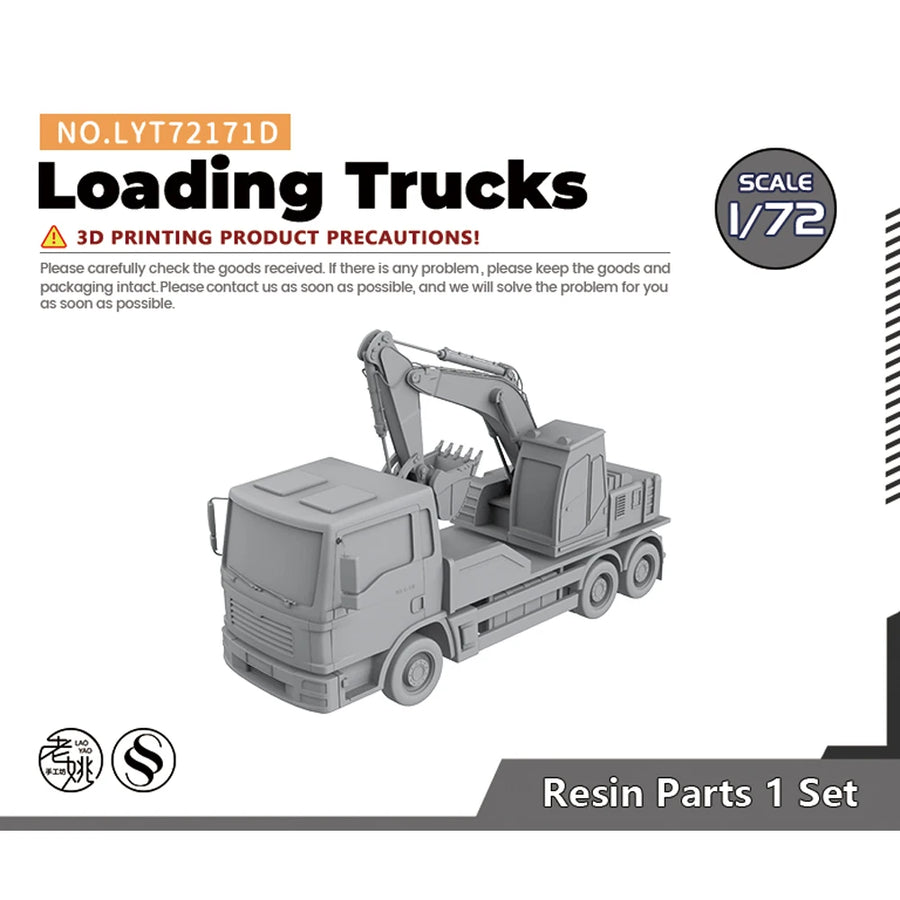 Modern Flatbed Truck with Excavator 1/64 Resin Vehicle Kit - resin model view 2