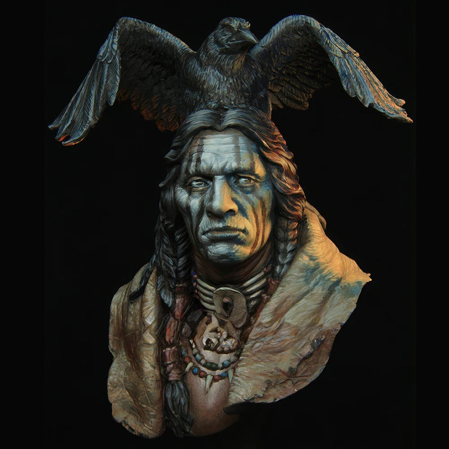 Native American Chief with Eagle 1/10 Resin Bust - 1/10 resin model view 2