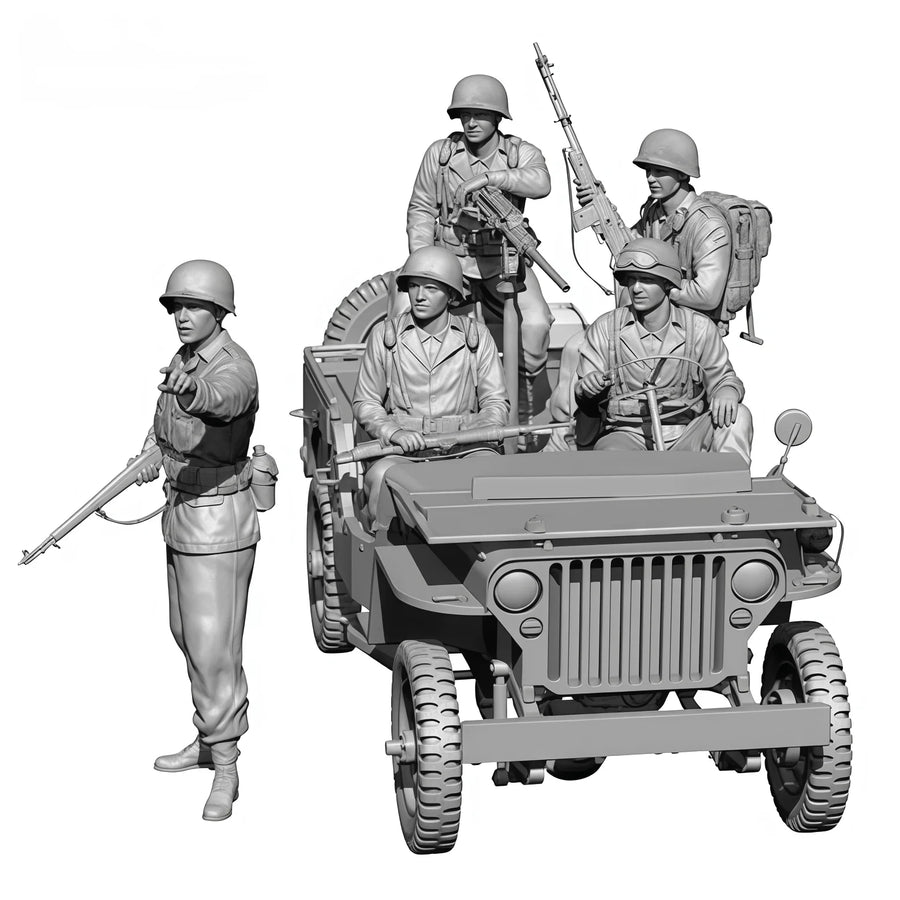 WWII German Tank Crew 5-Figure Set 1/35 Scale Resin Model Kit - 1/35 resin model view 3