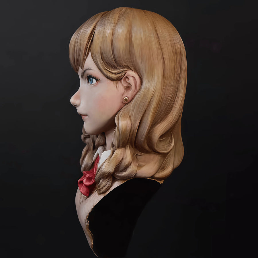 School Girl with Red Bow 60mm Resin Bust - 60mm resin model view 2