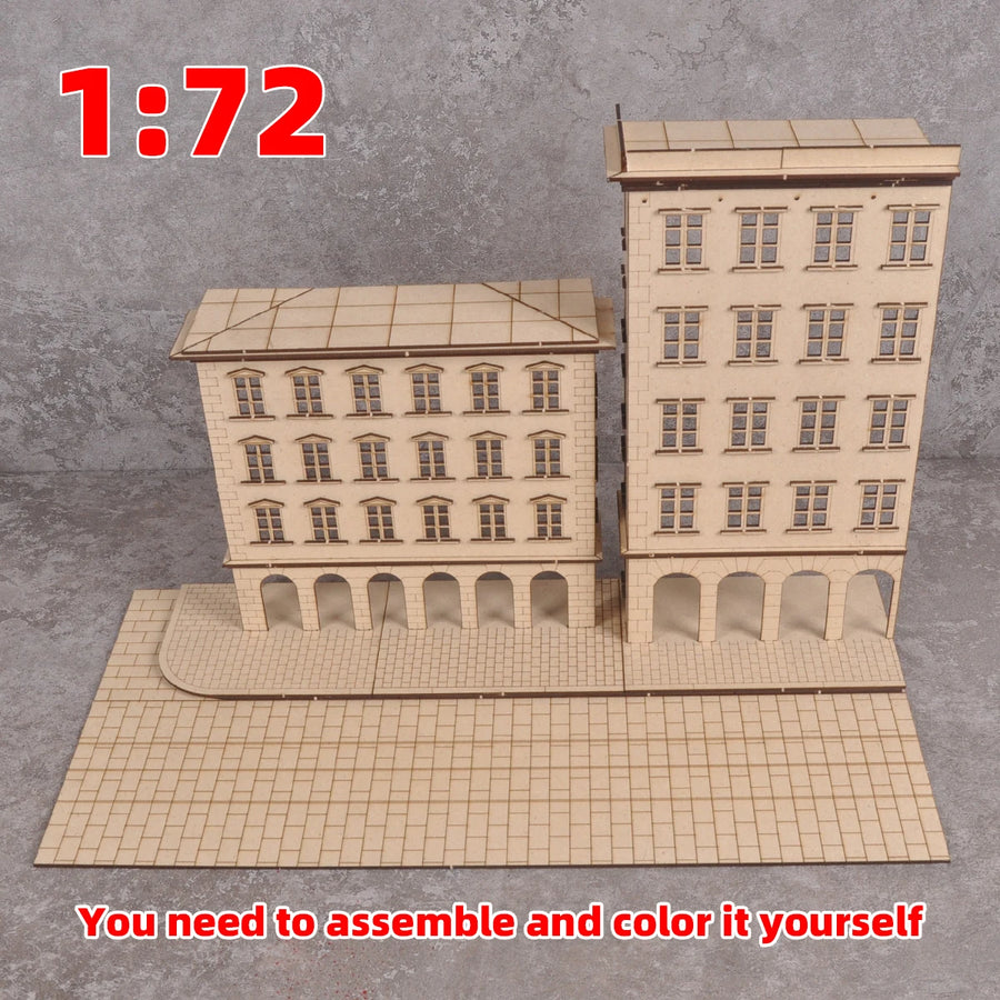 European Street Corner Buildings 1/72 Resin Model Kit - 1/72 resin model view 3